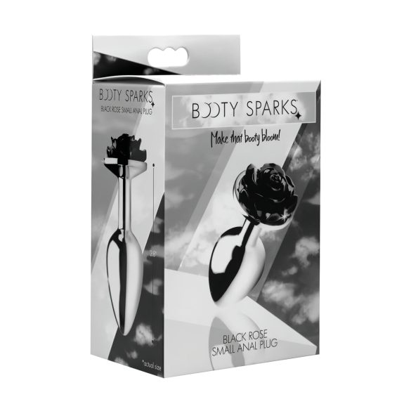 Booty Sparks Black Rose - plug anale in alluminio - argento nero