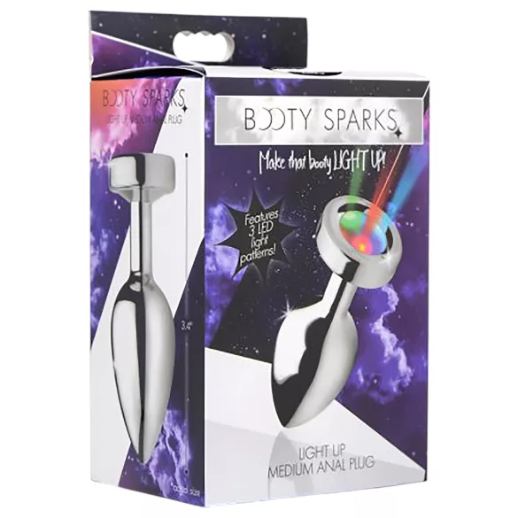 Booty Sparks - plug anale luminoso - misura media - argento