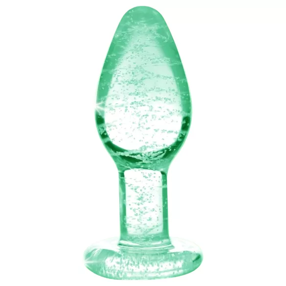Booty Sparks Glow in the Dark S - plug anale in vetro (trasparente)