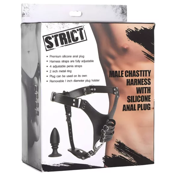 Strict - cintura di castità uomo con plug anale - nero