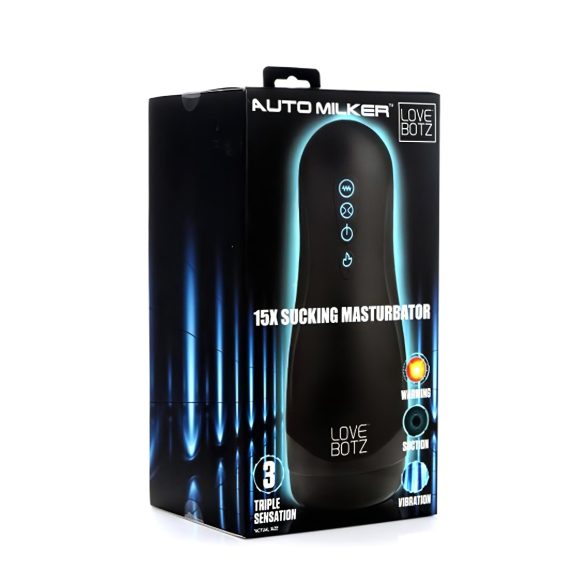 Lovebotz - masturbatore automatico succhiante vibrante impermeabile - nero