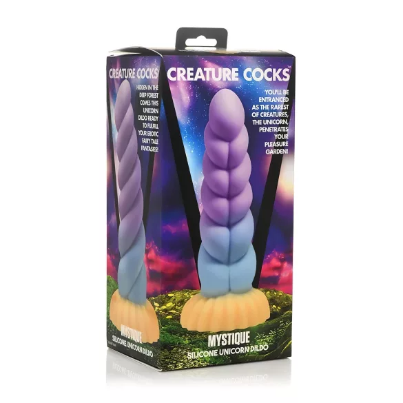 Creature Cocks Mystique - dildo unicorno 21cm - viola giallo