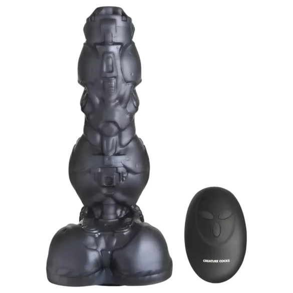 XR Brands Cyborg cock - vibratore maschile spingente - telecomando - argento