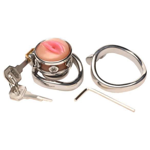 XR Brands - gabbia pene con masturbatore - argento