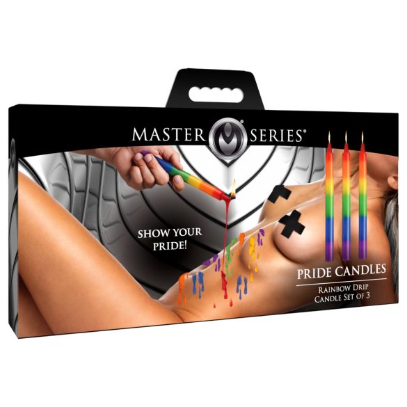 XR Brands - candela corpo BDSM - set arcobaleno - 3 pezzi