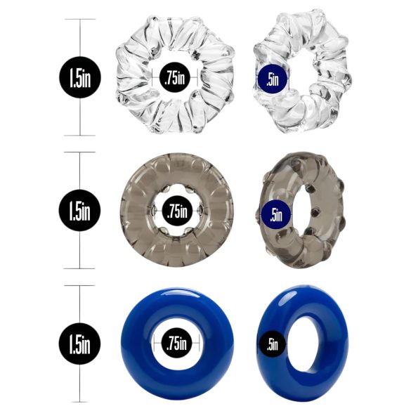 Stay Hard - set anelli fallo vari - silicone colorati - 3 pezzi