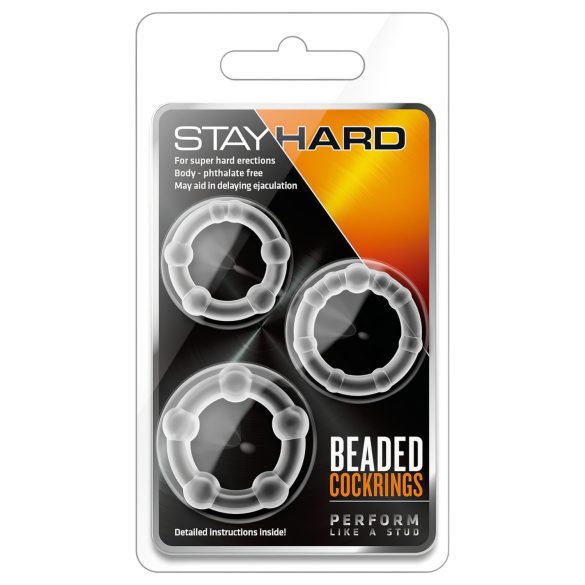 Stay Hard - set anelli fallici - 3 pezzi trasparenti