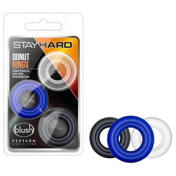 Stay Hard - set anelli fallici - 3 pezzi - colorati