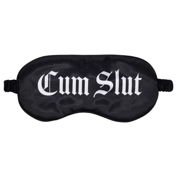 Ahi! - Mascherina per gli occhi in raso con scritta "Cum Slut" (nera)