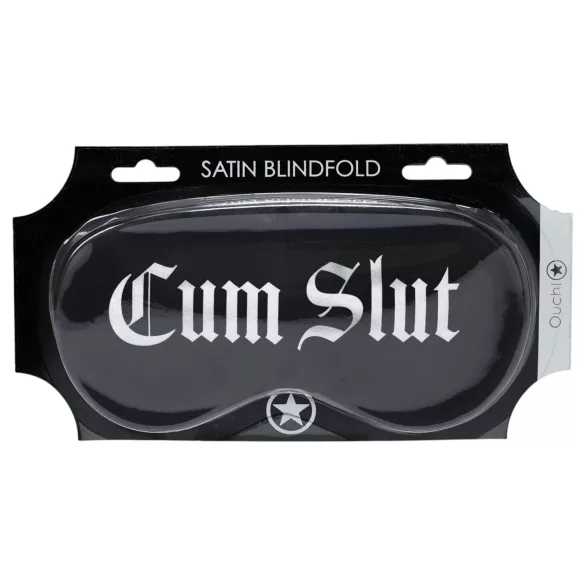 Ahi! - Mascherina per gli occhi in raso con scritta "Cum Slut" (nera)