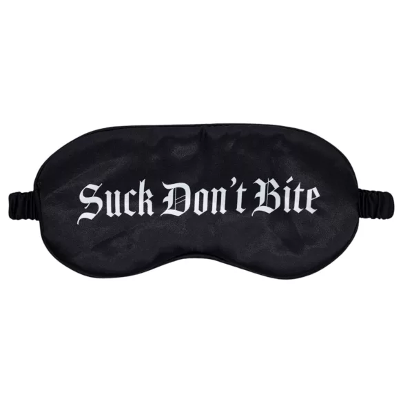 Ahi! - mascherina per gli occhi in raso nera con scritta "Suck Don't Bite"