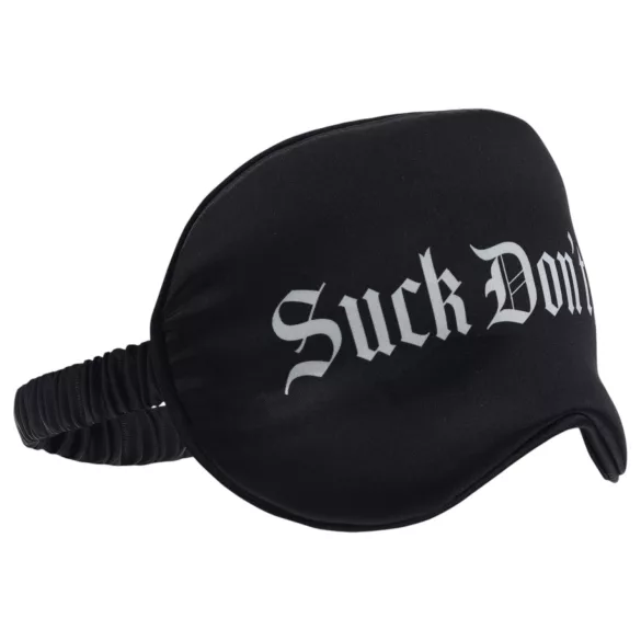Ahi! - mascherina per gli occhi in raso nera con scritta "Suck Don't Bite"