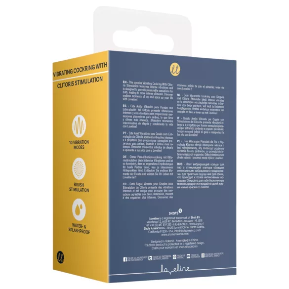 Loveline - anello fallico vibrante con stimolatore clitorideo - grigio