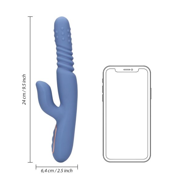 Loveline - vibratore riscaldante con spinta - silicone blu