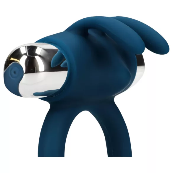 Loveline - anello fallico vibrante con coniglietto - silicone blu