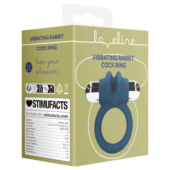 Loveline - anello fallico vibrante con coniglietto - silicone blu