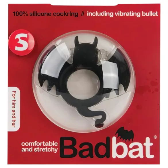 S-Line - anello fallico vibrante ali pipistrello - silicone nero