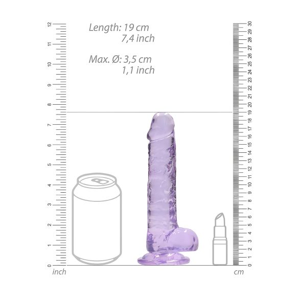 RealRock - dildo realistico trasparente - viola 17cm