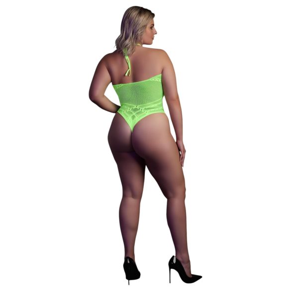 Ouch! - body effetto fluorescente con spalline - neon verde - XL-4XL