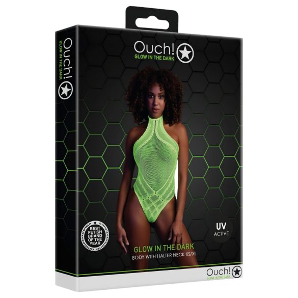 Ouch! - body effetto fluorescente con spalline - neon verde - XL-4XL