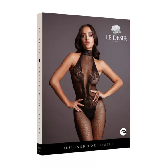 Le Désir - body in rete e pizzo - nero - taglia S-XL