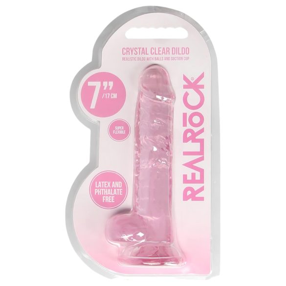 RealRock - dildo realistico trasparente - rosa 17cm