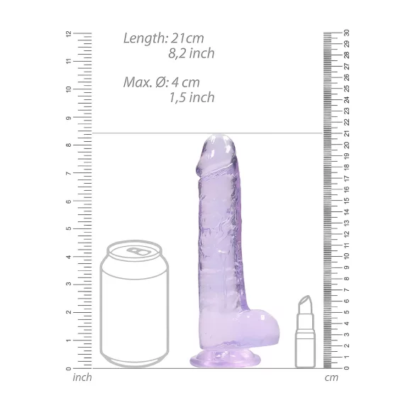 RealRock - dildo realistico trasparente - viola 19cm