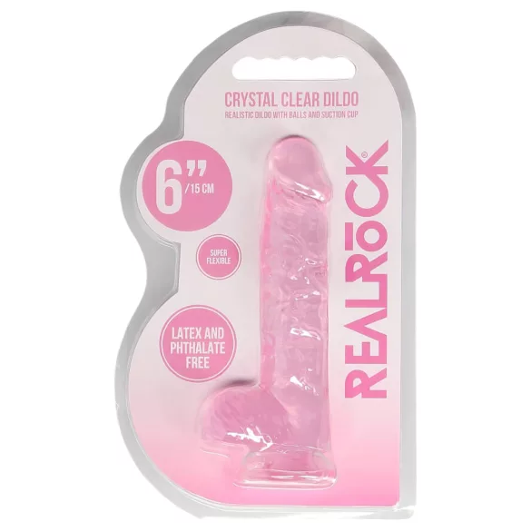 RealRock - dildo realistico trasparente - rosa 15cm