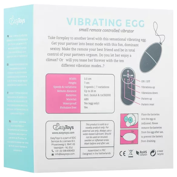 Easytoys - ovetto vibrante wireless 7 modalità - silicone rosa