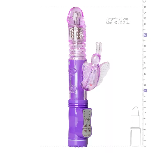 Easytoys Butterfly - vibratore rotante e spingente - silicone viola