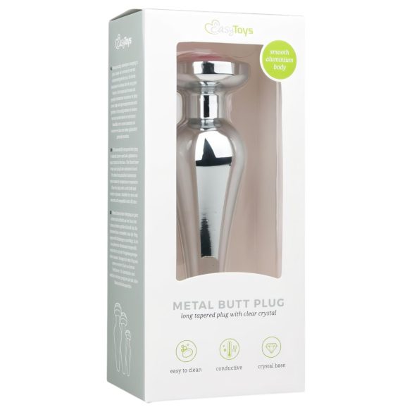 Easytoys - plug anale a cono con gioiello rosa - metallo argento 3,5 cm