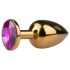 Easytoys Metal No.1 - plug anale a cono con pietra viola - oro 2,5 cm
