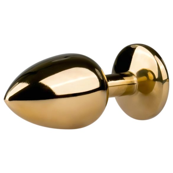 Easytoys Metal No.1 - plug anale a cono con pietra viola - oro 2,5 cm