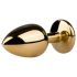 Easytoys Metal No.1 - plug anale a cono con pietra viola - oro 2,5 cm