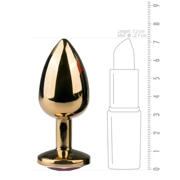 Easytoys Metal No.1 - plug anale a cono con pietra viola - oro 2,5 cm