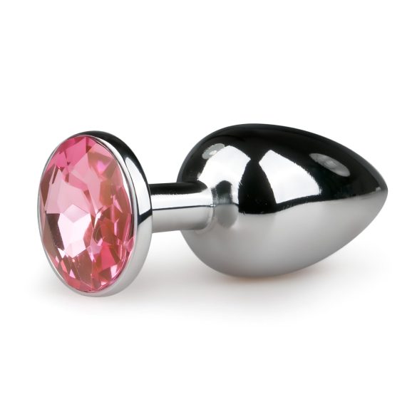 Easytoys Metal No.1 - plug anale con gemma rosa - argento (2,7cm)