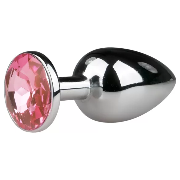 Plug anale a cono EasyToys Metal No.1 con pietra rosa (argento, 2,7 cm)