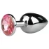 Plug anale a cono EasyToys Metal No.1 con pietra rosa (argento, 2,7 cm)