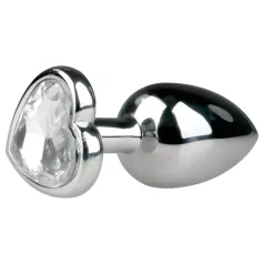   Easytoys - plug anale metallico con pietra a cuore - argento/bianco