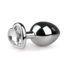   Easytoys - plug anale cuore - pietra bianca - metallo argento