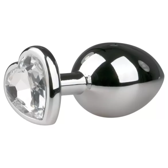 Easytoys - plug anale cuore - pietra bianca - metallo argento