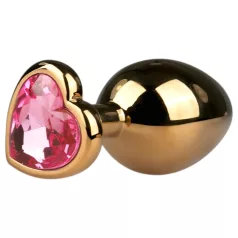   Easytoys Metal No.7 - plug anale a cono - pietra rosa - oro 3cm