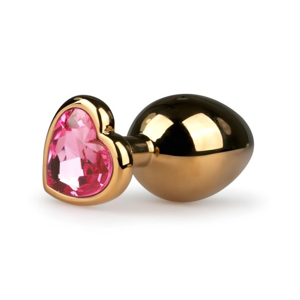 Easytoys Metal No.7 - plug anale conico in oro con pietra rosa (3cm)