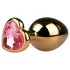 Easytoys Metal No.7 - plug anale a cono - pietra rosa - oro 3cm