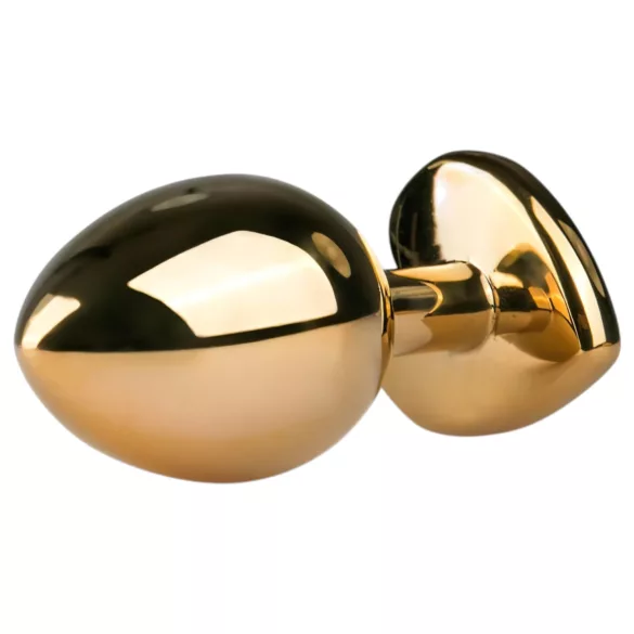 Easytoys Metal No.7 - plug anale a cono - pietra rosa - oro 3cm