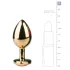 Easytoys Metal No.7 - plug anale a cono - pietra rosa - oro 3cm