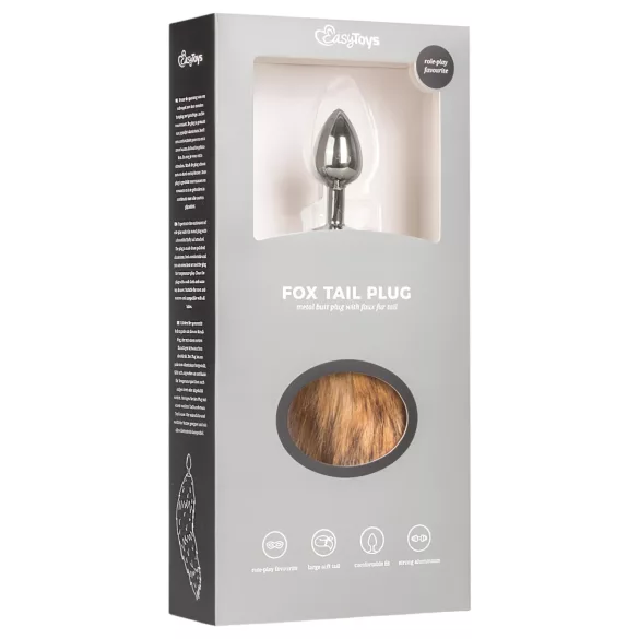 Easytoys Fox NO1 - plug anale metallo con coda volpe - argento rosso