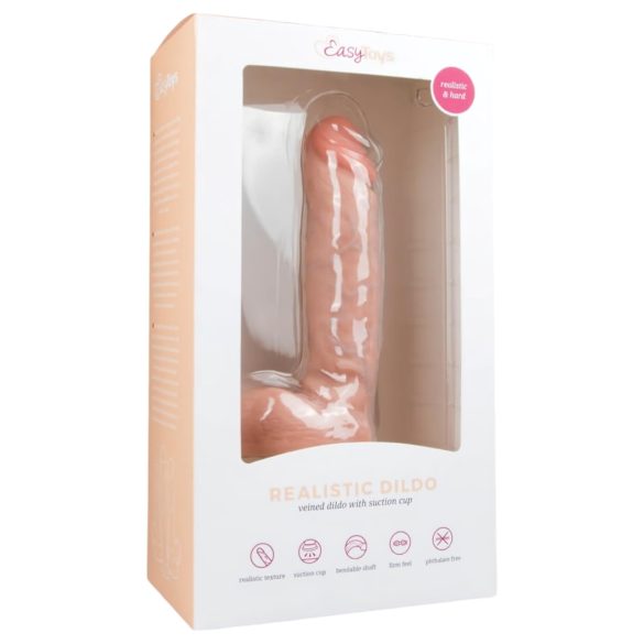 Easytoys - Dildo con ventosa e testicoli (22,5 cm) - naturale
