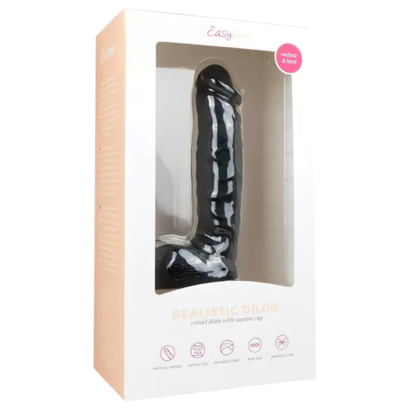 Easytoys - dildo realistico con ventosa e testicoli - nero 22,5cm