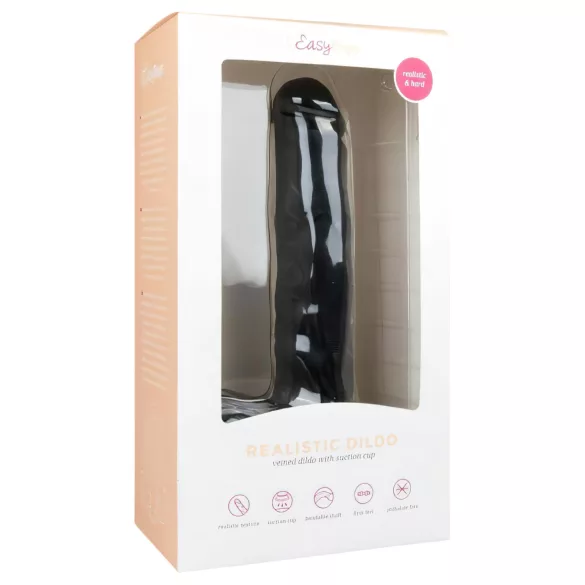 Easytoys - dildo grande con testicoli ventosa - nero 29,5cm